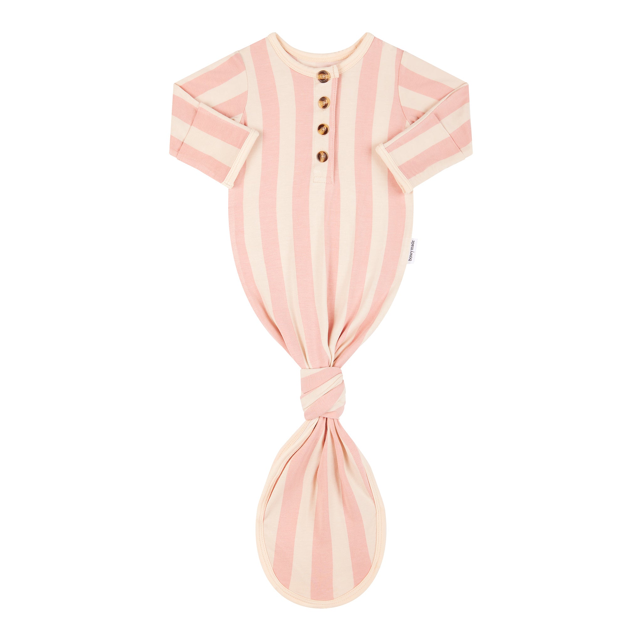 Baby Knotted Gown - Pink Musk Stripe – Bowy Made