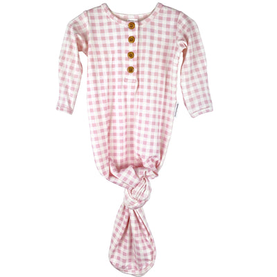 Gingham Pattern Baby Knotted Gown Swaddle