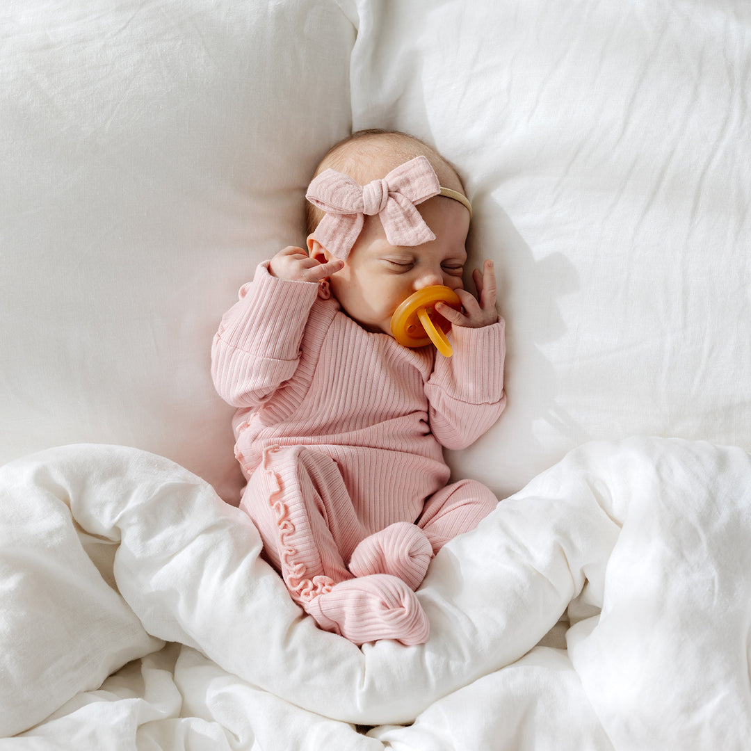 Baby Frill Onesie Dusty Pink – Bowy Made