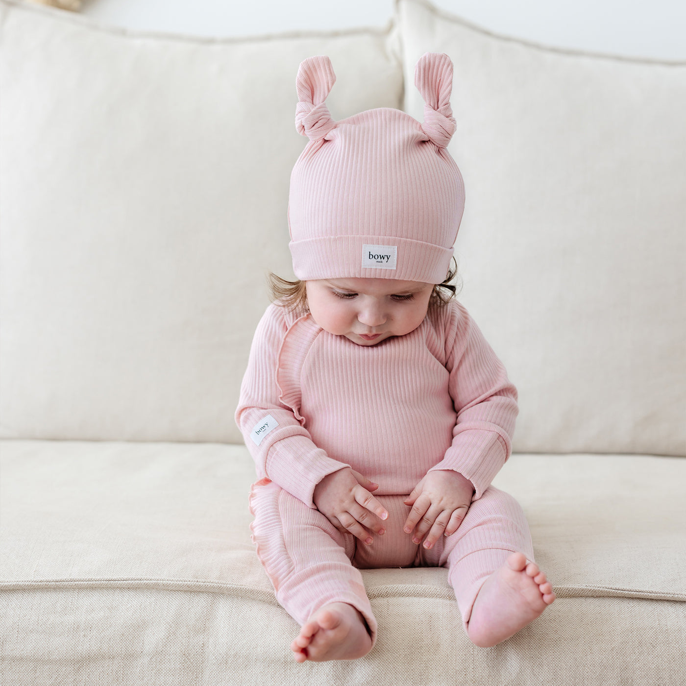 Baby Frill Onesie - Dusty Pink