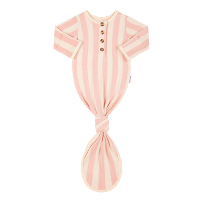 Baby Knotted Gown - Pink Musk Stripe