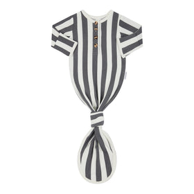 Baby Knotted Gown - Slate Stripe