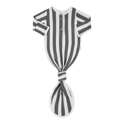 Baby Knotted Gown - Slate Stripe