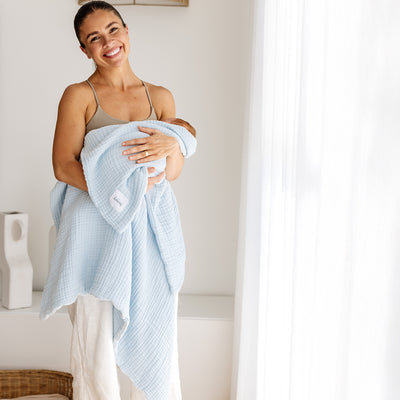 Muslin Bubble Blanket - Powder Blue