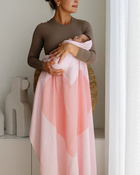 Muslin Swaddle - Pink Heart