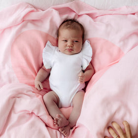 Muslin Swaddle - Pink Heart
