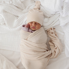 Top Knot Beanie - Cream