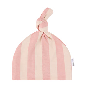 Top Knot Beanie - Pink Musk Stripe