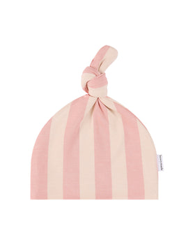 Top Knot Beanie - Pink Musk Stripe