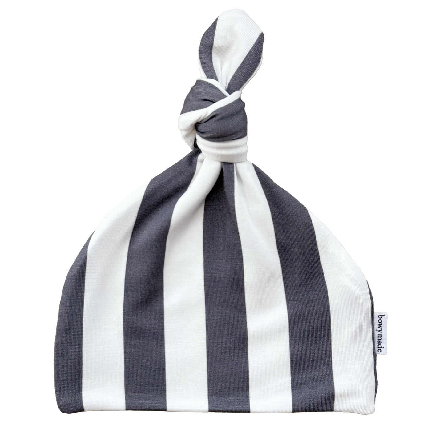 Top Knot Beanie - Slate Stripe