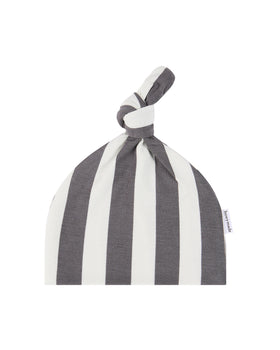 Top Knot Beanie - Slate Stripe
