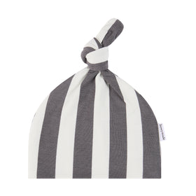 Top Knot Beanie - Slate Stripe