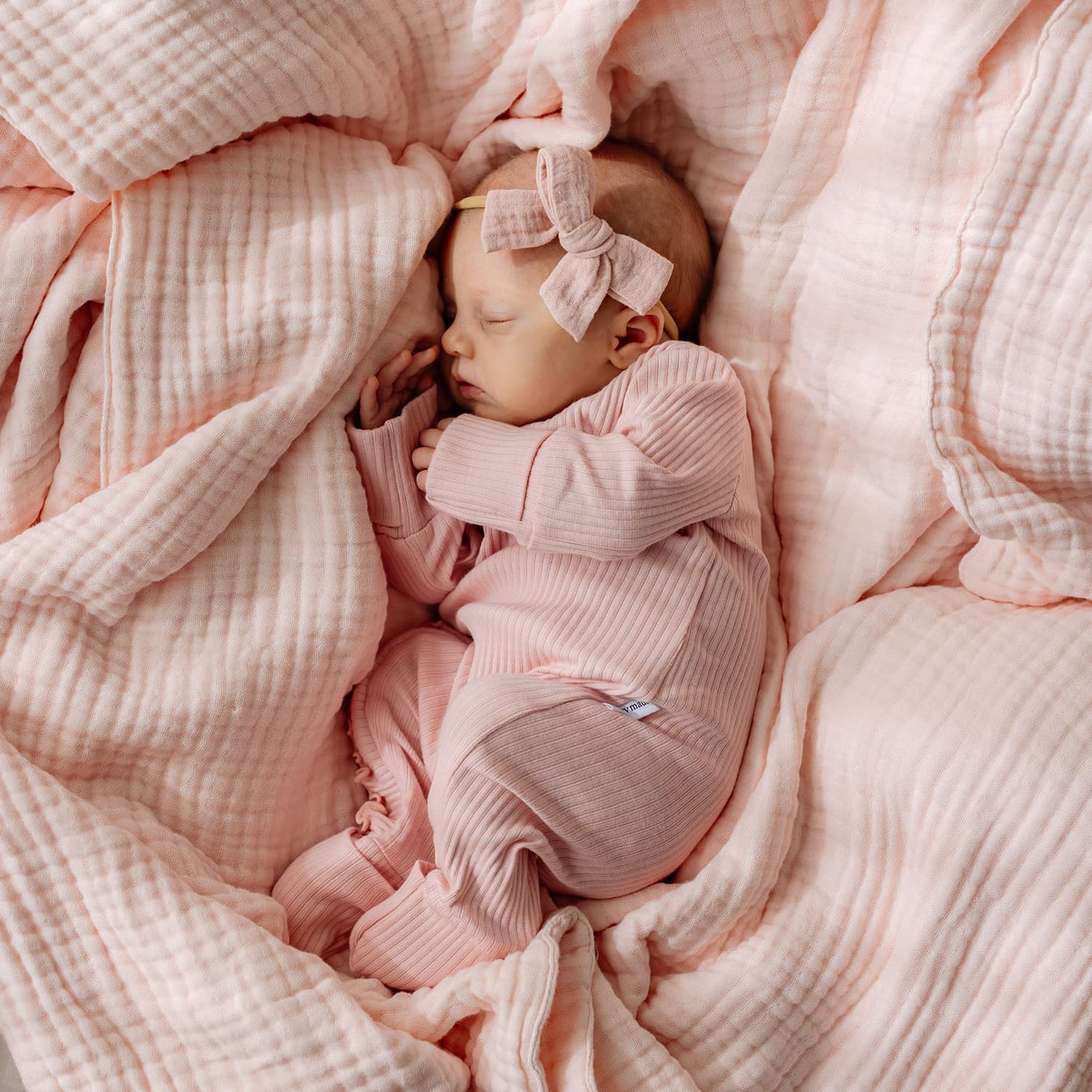 Baby Bow Headband 2pc - Pink & Vanilla