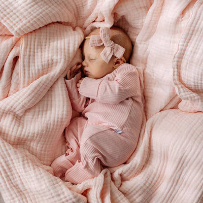 Baby Bow Headband 2pc - Pink & Vanilla