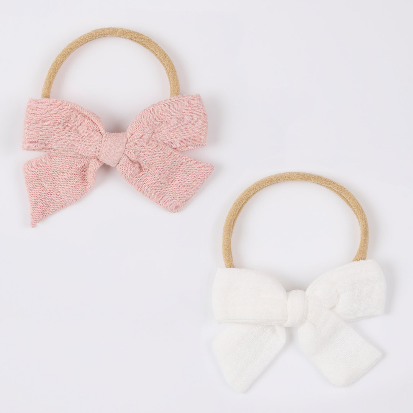 Baby Bow Headband 2pc - Pink & Vanilla