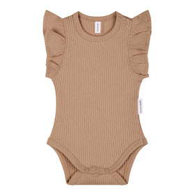 Baby Summer Frill Onesie - Chocolate