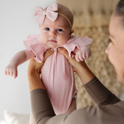 Baby Summer Frill Onesie - Dusty Pink