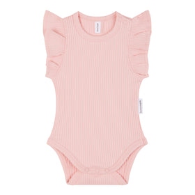 Baby Summer Frill Onesie - Dusty Pink