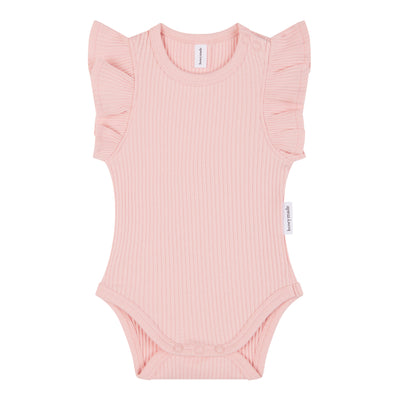 Baby Summer Frill Onesie - Dusty Pink