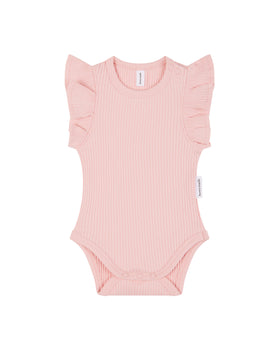 Baby Summer Frill Onesie - Dusty Pink