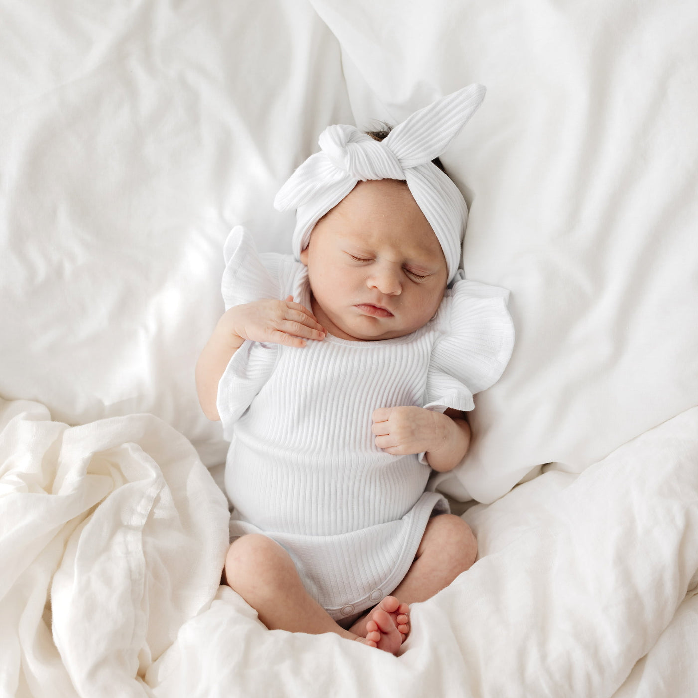 Baby Summer Frill Onesie - White
