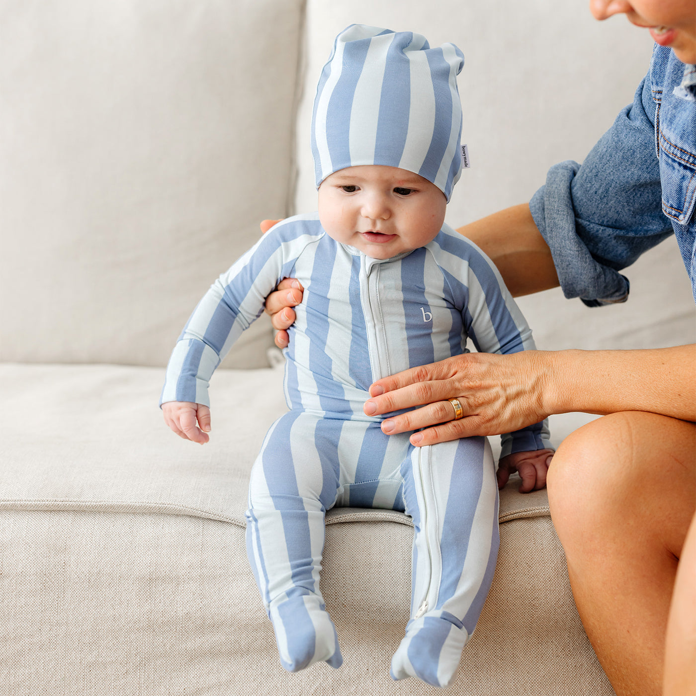 SoftLuv Onesie - Blue Jay Stripe