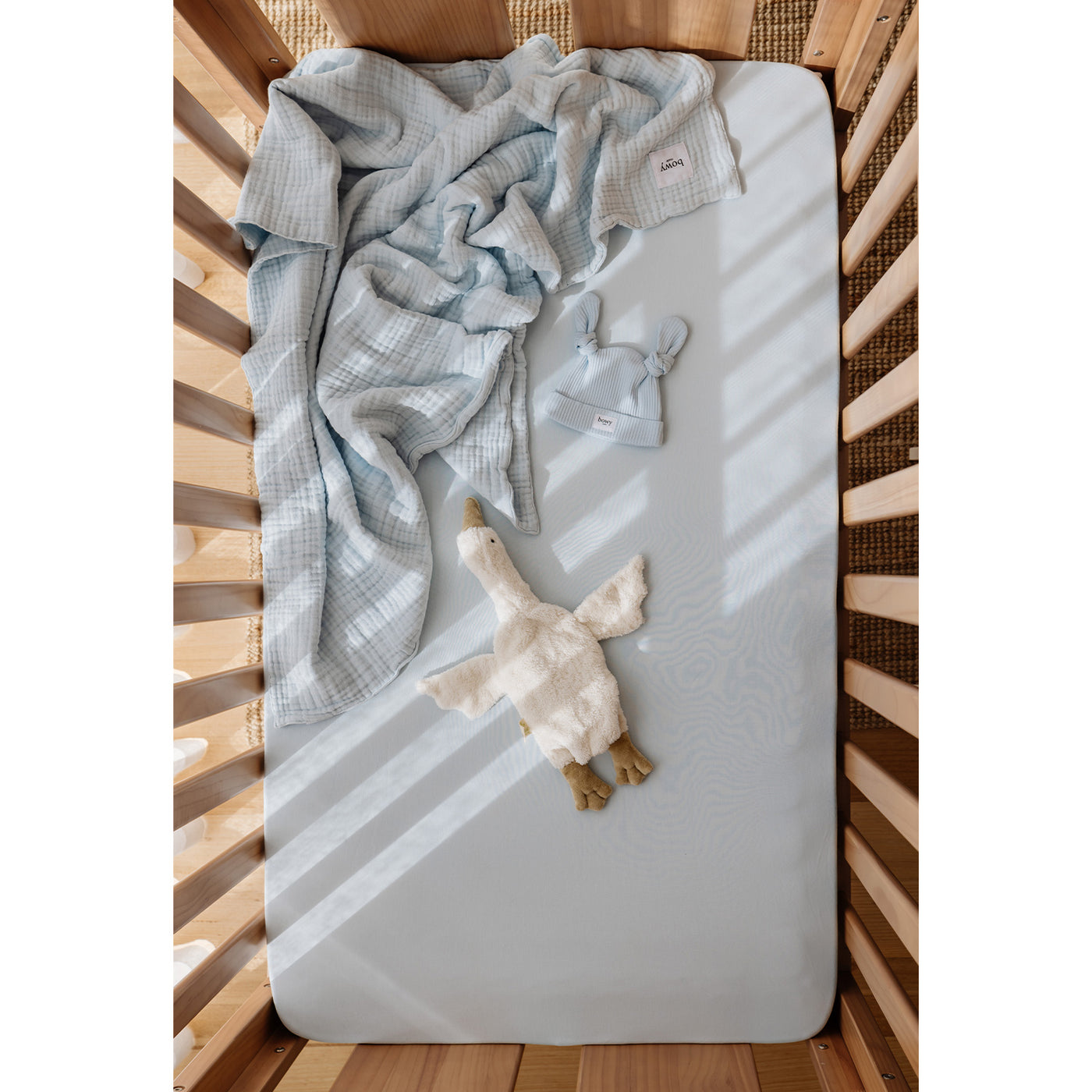 Fitted Cot Sheet - Powder Blue