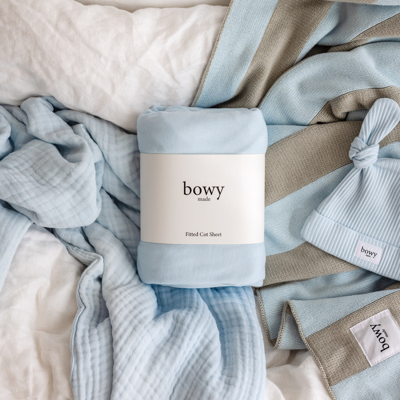 Fitted Cot Sheet - Powder Blue