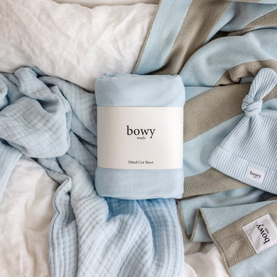 Fitted Cot Sheet - Powder Blue