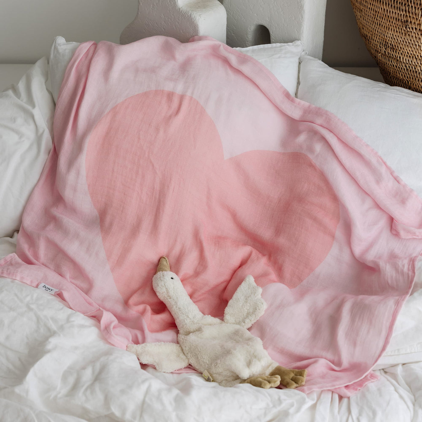 Muslin Swaddle - Pink Heart