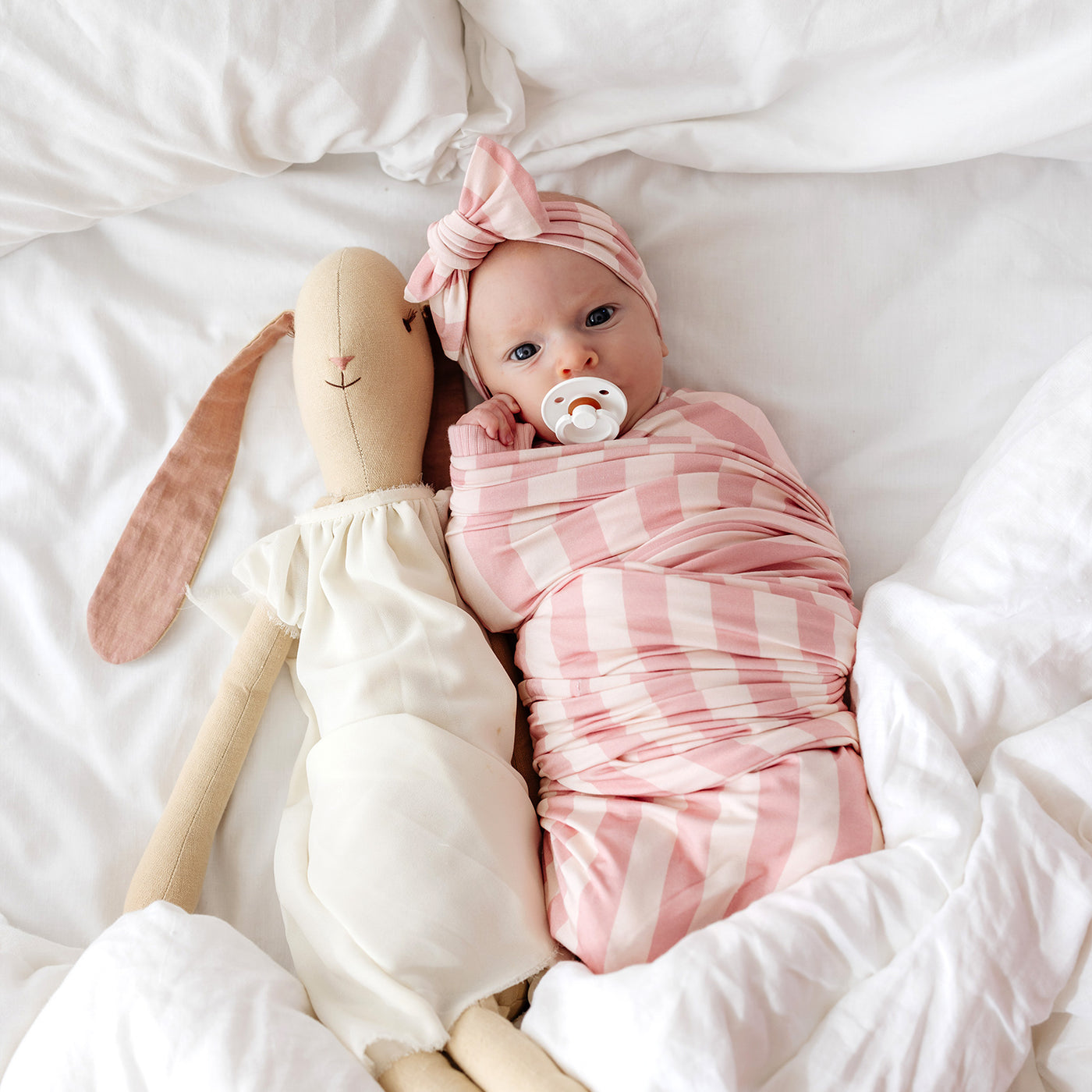 Baby Swaddle - Pink Musk Stripe