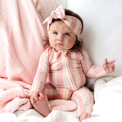 Baby Headband - Pink Musk Stripe