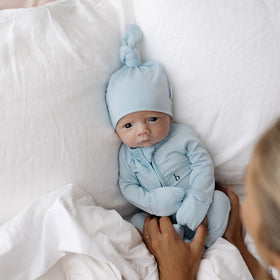 Top Knot Beanie - Sky