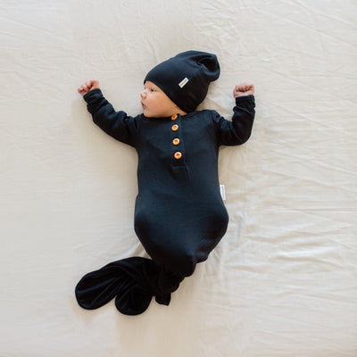 Baby Knotted Gown - Navy