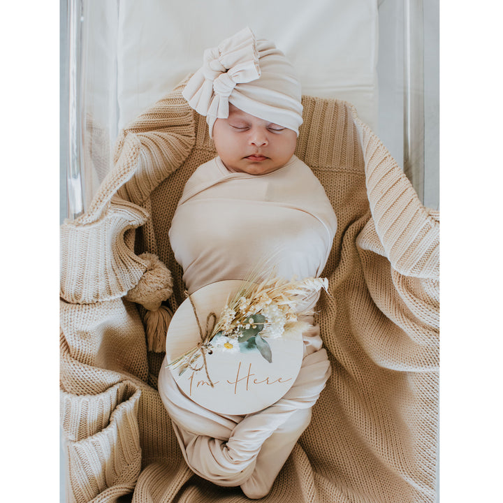 帽子 ANDMARY Baby knit babushka Ivory Cream-Knotted-Gown-Baby-