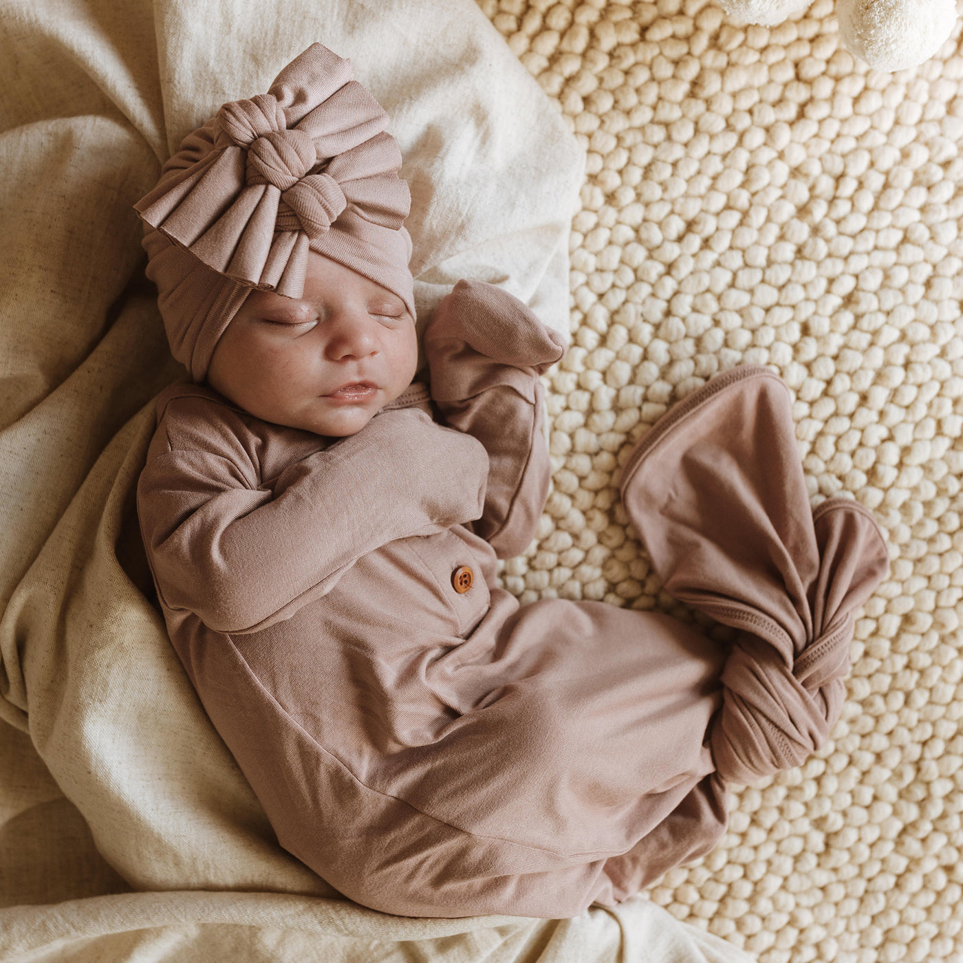 Baby Knotted Gown - Rose